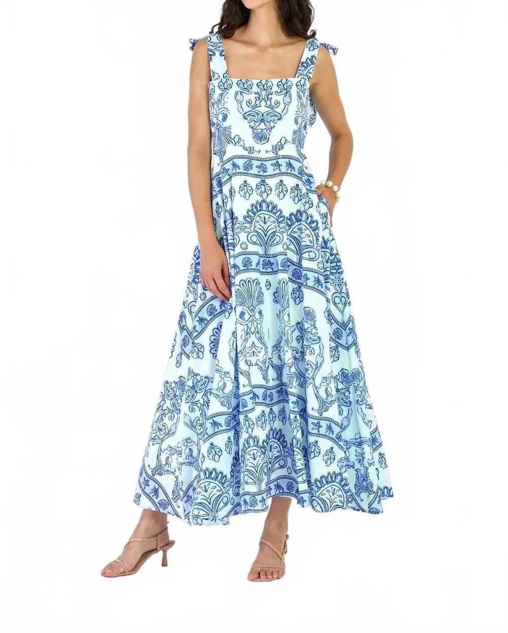NEW BEYOND BY VERA pearl midi dress in fontana aqua